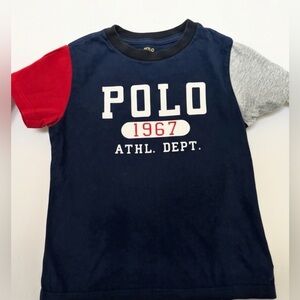 Polo by Ralph Lauren Navy Tee with Red & Gray Sleeves